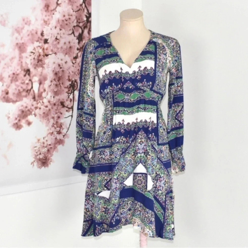 Anthropologie Maeve long sleeve colorful midi dress small